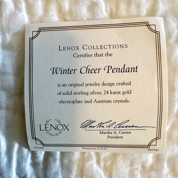 Vintage Lenox Sterling Silver 925 Winter Cheer Pendant, 24 K gold electroplate - Picture 5 of 9